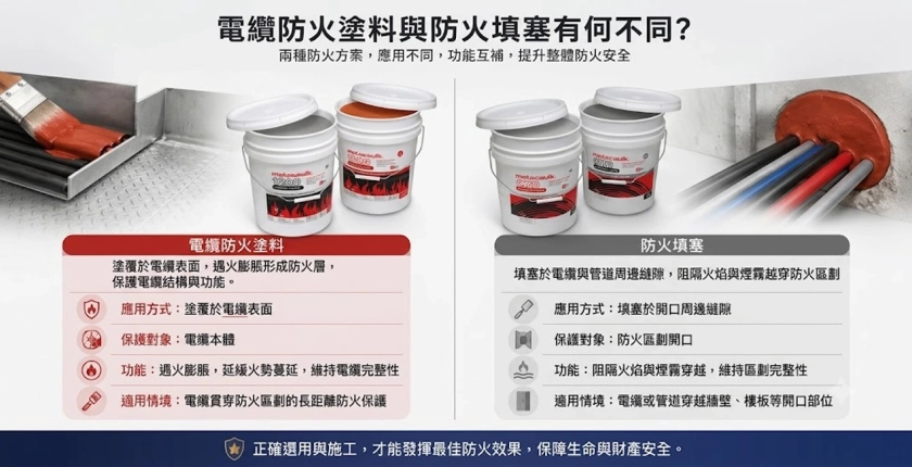 電纜防火塗料（Cable Coating）與防火填塞有何不同？電力系統防護全解析。