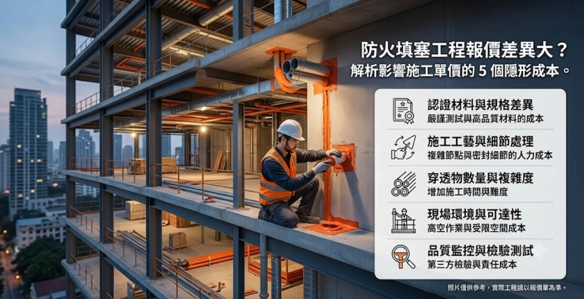 防火填塞工程報價差異大？解析影響施工單價的 5 個隱形成本。