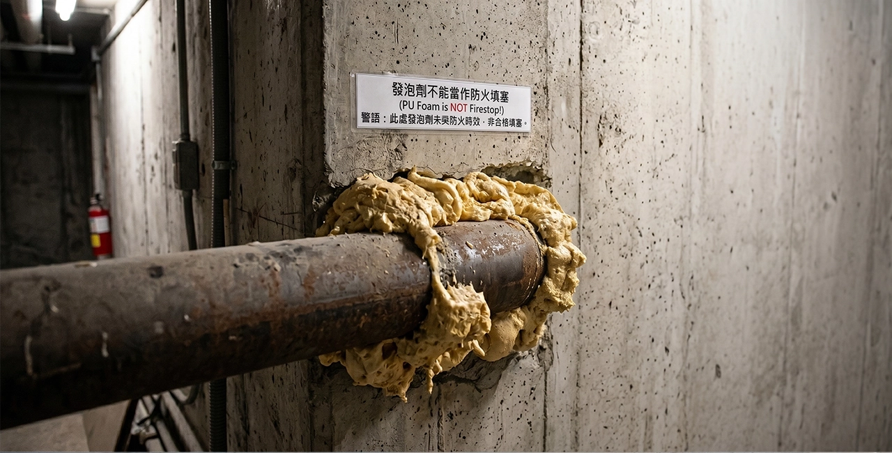 為什麼「發泡劑」不能當作防火填塞？揭開工地最常見的消防違規陷阱。