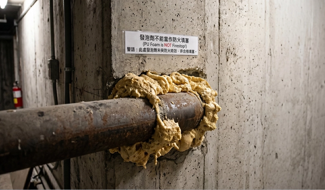 為什麼「發泡劑」不能當作防火填塞？揭開工地最常見的消防違規陷阱。