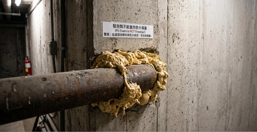 為什麼「發泡劑」不能當作防火填塞？揭開工地最常見的消防違規陷阱。